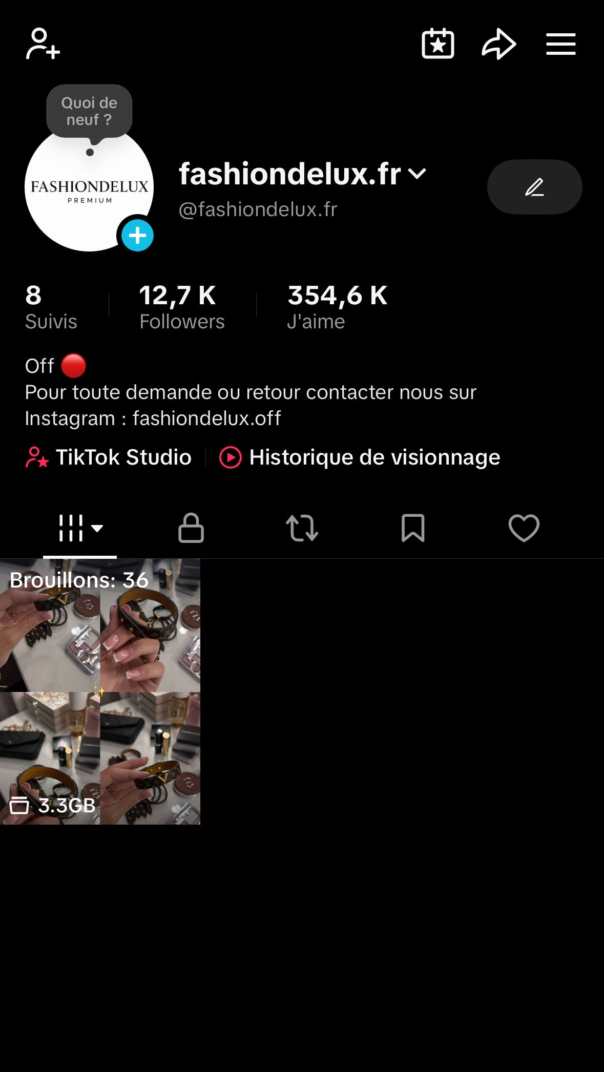 Écran TikTok